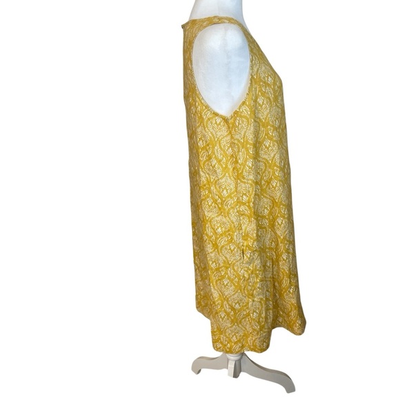 Sigrid Olsen Mustard Yellow Linen Sleeveless Dress Medium Vacation Beach Summer - Picture 4 of 11
